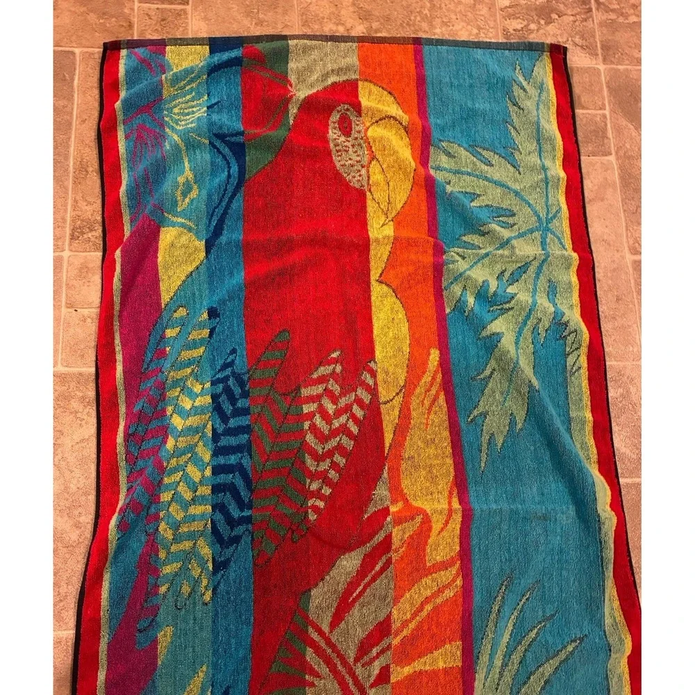 Vintage Colorful Parrot Beach Towel Vacation
